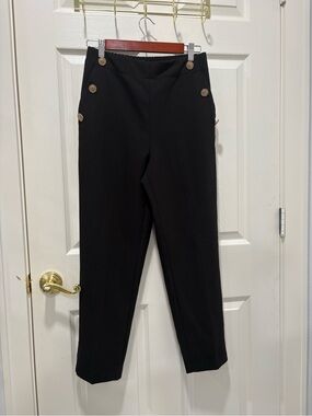 Zara Black Pants with Gold Button Accents